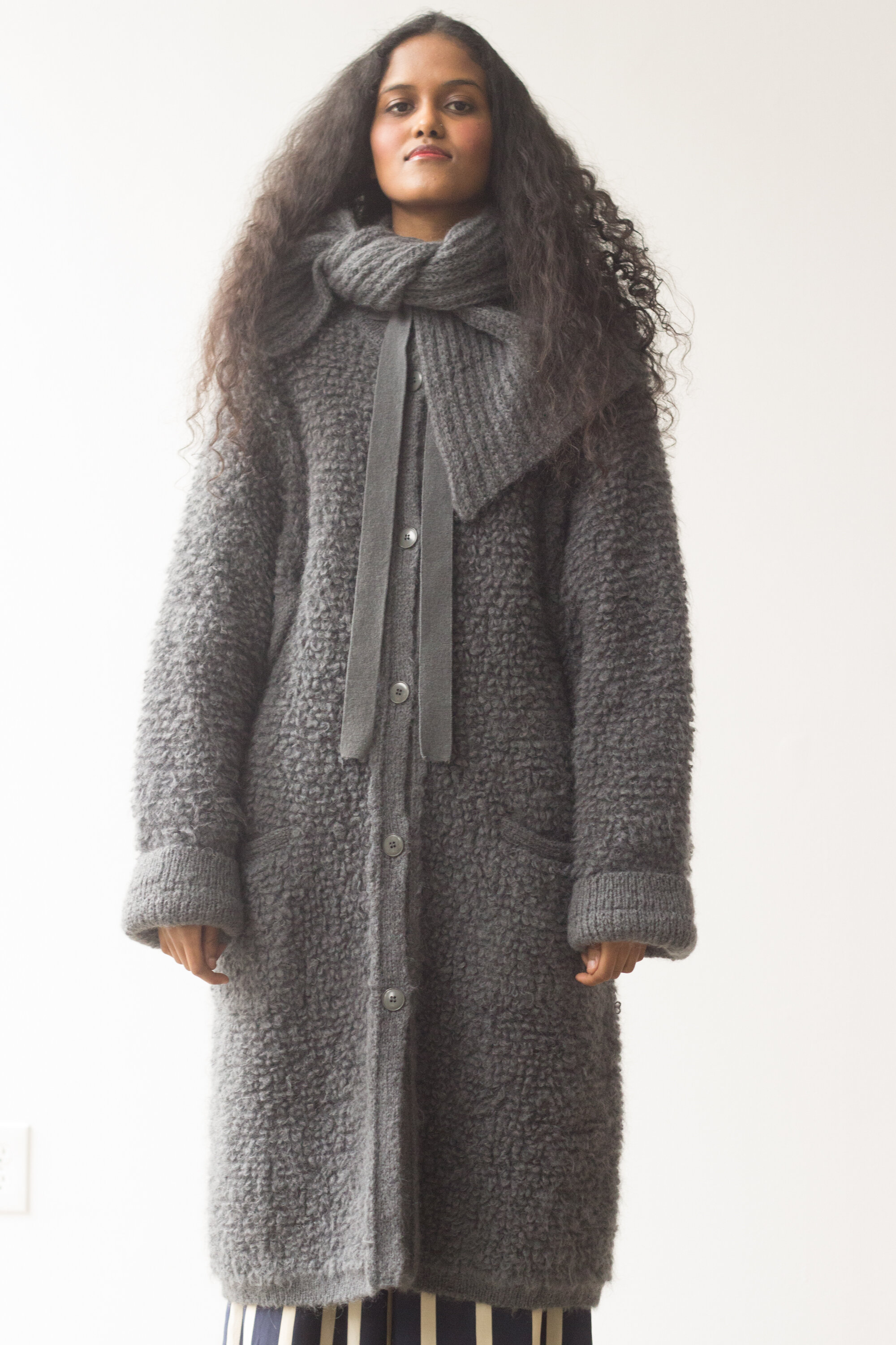 1980s Sonia Rykiel Gray Loop Fringe Sweater Coat — Wayward Collection